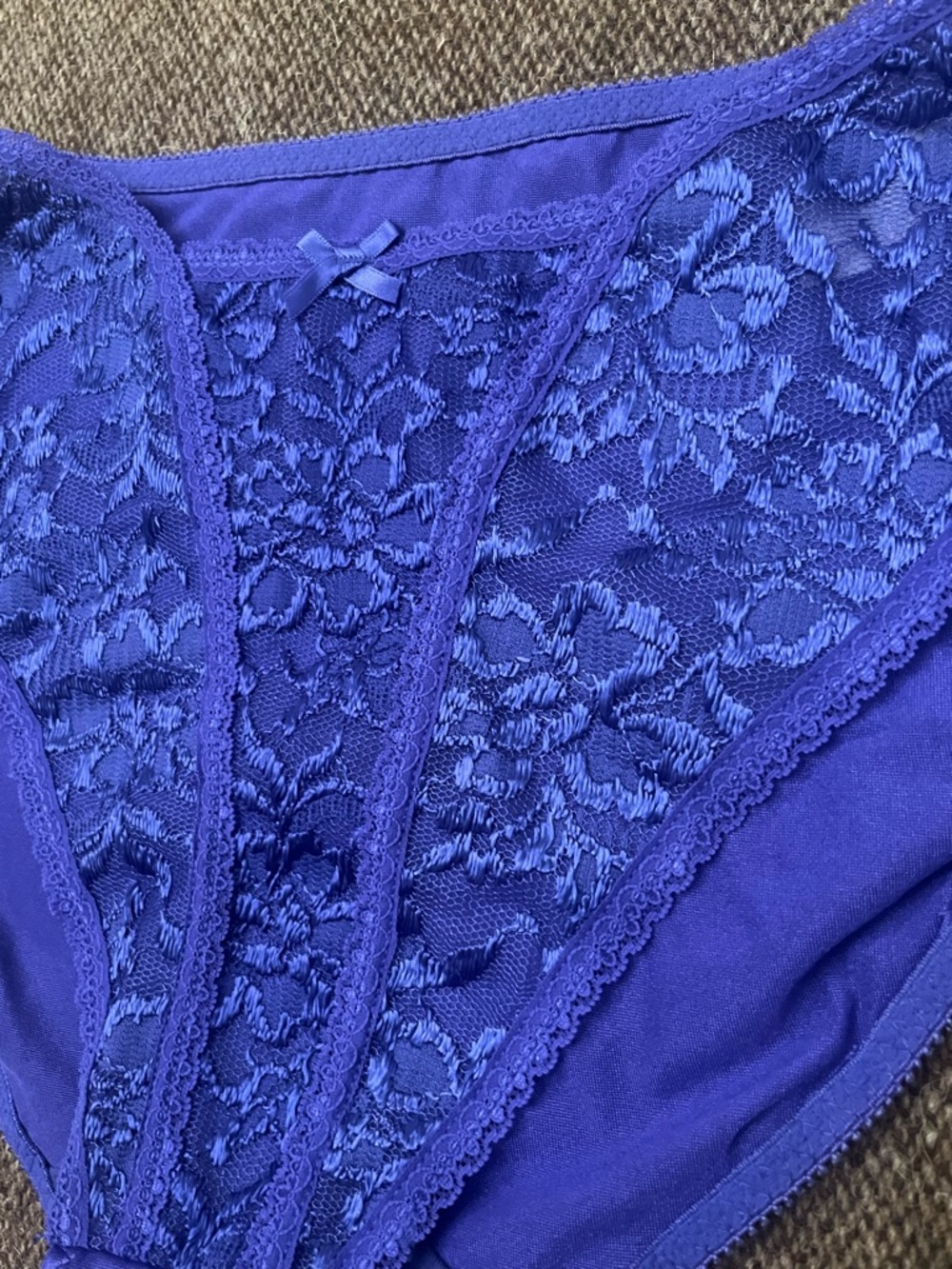 Vassarette LaceFront Women's Bikini Panty in Royal Blue